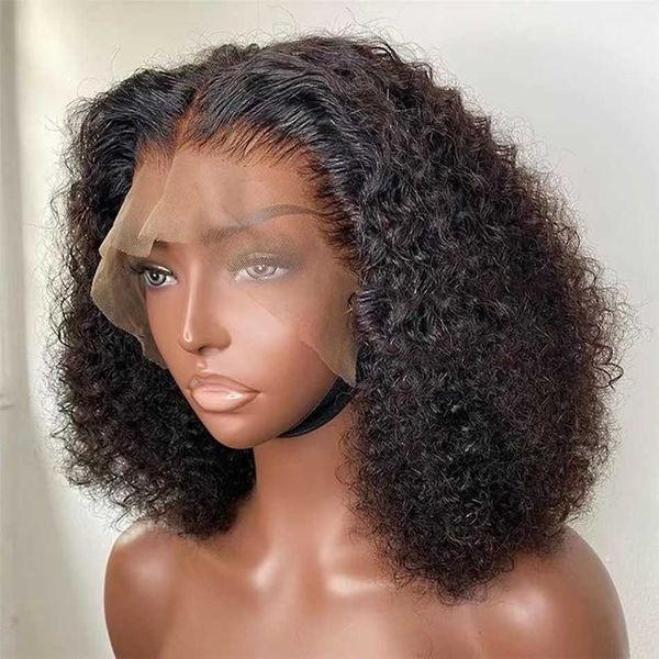 Synthetische Perücken, Damen-Perücke, vorne, Spitze, Locken, Afro-Locken, Bob-Perücke, Stirnband, Echthaar