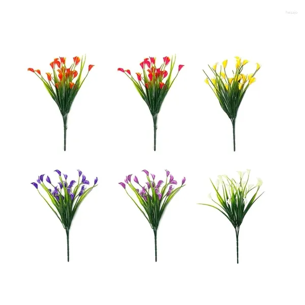 Декоративные цветы, 12 связок, 6 цветов, калла, искусственный цветок, пластик для наружных подвесок, кашпо, украшение для дома и сада, 87HA