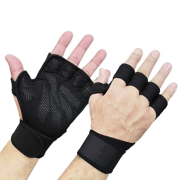 Supporto per il polso Protezione per il palmo della mano Guanti da palestra Fitness Bodybuilding Allenamento Power Sollevamento pesi Guanti da allenamento Manubri Grip Pad Palmo della mano 231129