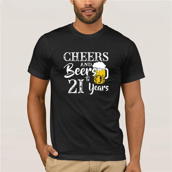 T-shirt da uomo T-shirt da uomo con stampa a maniche corte Trend Cheers And Beers 21 anni 21 ° compleanno Girocollo T-shirt da uomo cool