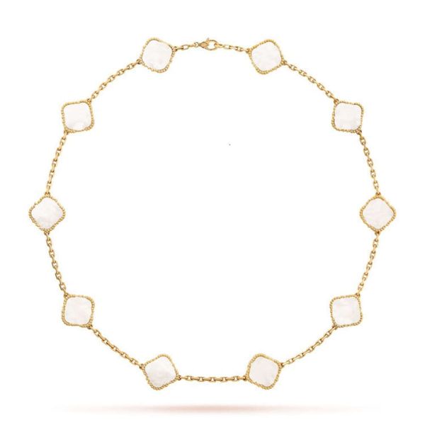 Perlenketten Designer-Schmuck Halskette Glücksklee Roségold versilberter Achat-Anhänger Zehn-Blumen-Halskette Damenschmuck für Freundin Weihnachtsgeschenk Ca