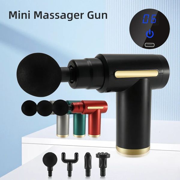 Ganzkörpermassagegerät, tragbare Faszienmassagepistole, elektrische Perkussionspistole, Massagegerät, Körperentspannung, mit LED-Touchscreen, 4 austauschbarer Massagekopf 231128