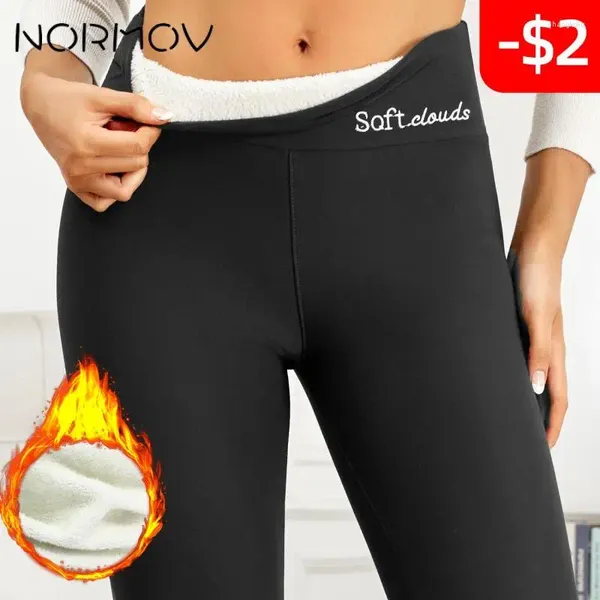 Pantaloni attivi NORMOV Leggings termici invernali da donna Caldo pile di velluto spesso Resistente al freddo Comodo elastico