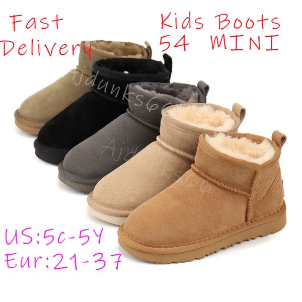 Designer-Knöchelschnee-Kinderstiefel 54 Kinder Mini-Booties im Australien-Stil mit echtem Wildleder Warme Baumwollstiefel Schuhe für Mädchen Babygröße US5C-3Y EUR21-35