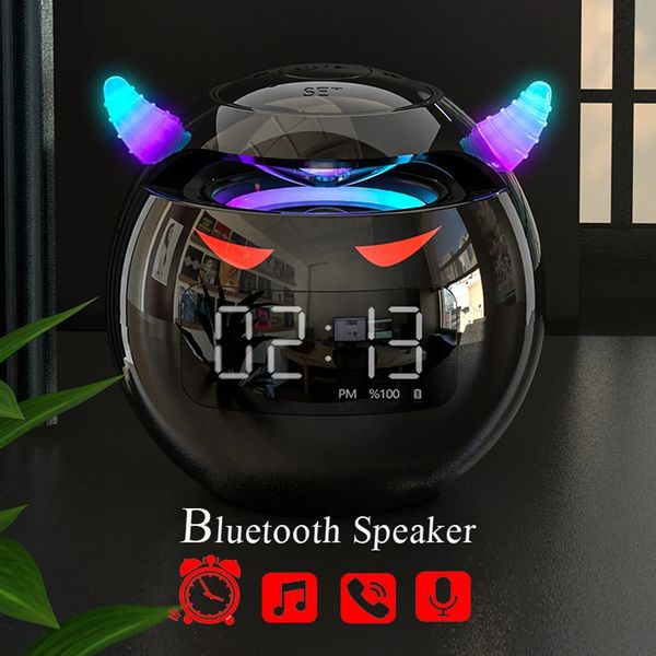 Computador s ers bluetooth s er áudio com led digital despertador leitor de música sem fio bola forma mini relógio 231128