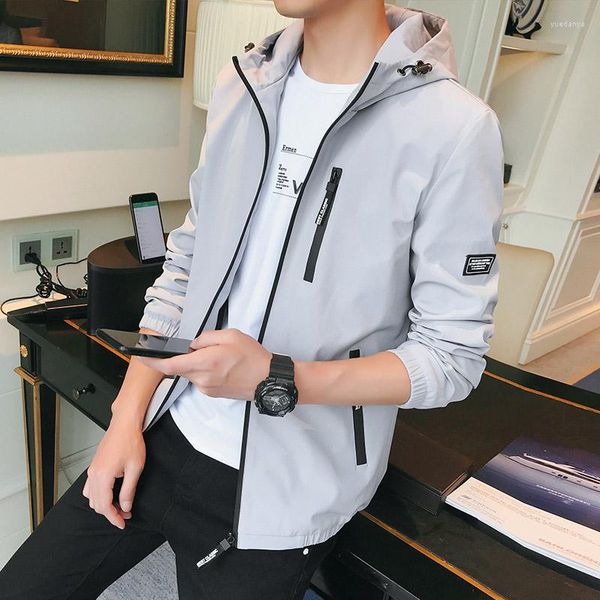 Herren Jacken Junge Mode Jacke Männer Mit Kapuze Lässig Frühling Herbst Outwear Reißverschlusstasche Slim Fit Herrenbekleidung Marke