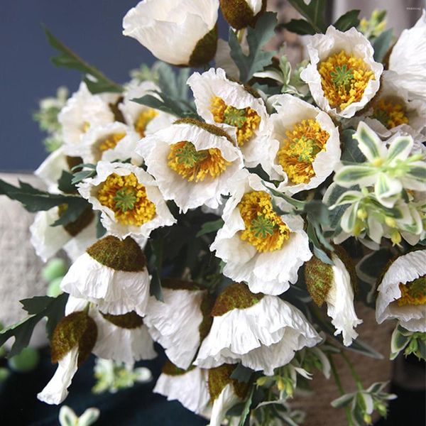 Dekorative Blumen Getrocknete Yu Beauty Künstliche Mohnblumen Stecklinge Schönes Seidentuch Kunststoff DIY Hochzeit Weihnachtsfeier Heimdekoration