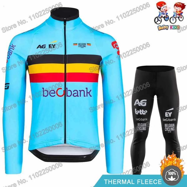 Radfahren Jersey Sets Kinder Belgien Team Jungen Kleidung Winter Set Mädchen Rennrad Hemd Anzug MTB Fahrrad Thermo Jacke 231128