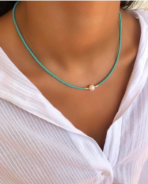 Catene Joolim Gioielli all'ingrosso Elegante Boho Corda colorata Elegante collana con ciondolo di perle d'acqua dolce in acciaio inossidabile per le donne