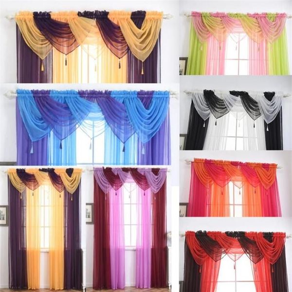 Cortinas de cortina 1 Pcs Voile Swags Todas as Cores Pelmet Valance Net Swag Living Home Decor278G