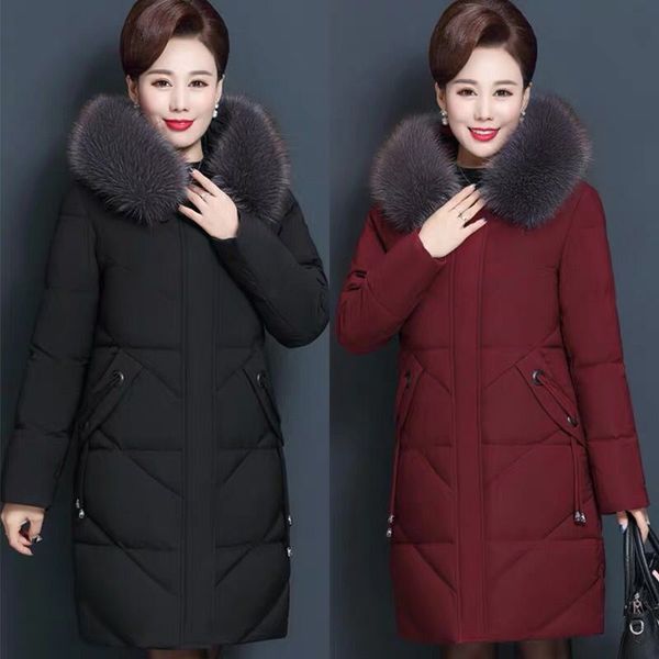 Giacca di cotone lungo da donna invernale più spessa giacca imbottita con cappuccio con cappuccio cappotto per donna per donna cappotto da donna con cappuccio di pelliccia