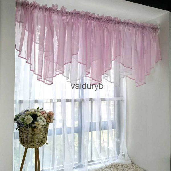 Trattamenti per finestre# Tenda a cascata trasparente rosa baby chiaro per cucina Trattamento extra ampio Bianco Shabby con mantovana arricciata Drapesvaiduryb