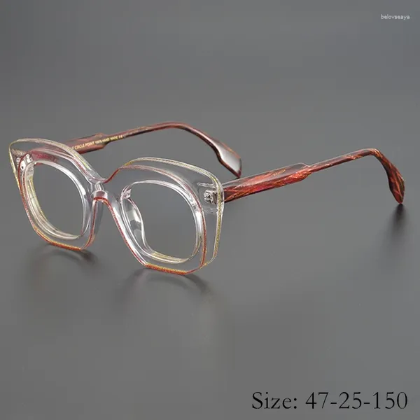 Montature per occhiali da sole Moda Vintage Colore abbinato Montatura in acetato spesso Buling Shinny Occhiali da vista Classica ovale Artigianato Donna Uomo Alta qualità