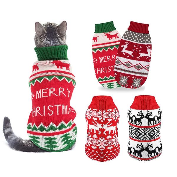 Köpek giyim Noel ren geyiği sweater tencere soğuk hava için örgüt