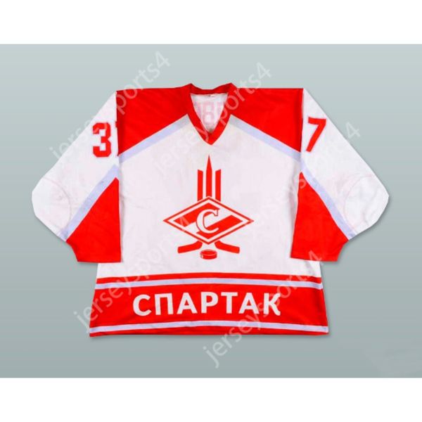 Пользовательский Andrei Medvedev 37 Moscow Spartak Hockey Jersey New Top ED S-M-L-XL-XXL-3XL-4XL-5XL-6XL