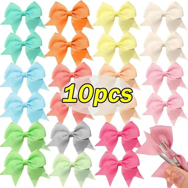 Accessori per capelli 10 pezzi Mini clip Bowknot Neonate fatte a mano Archi carini Nastro Tornante Barrettes Bambini Dolce Copricapi Pin Ornamento Regali