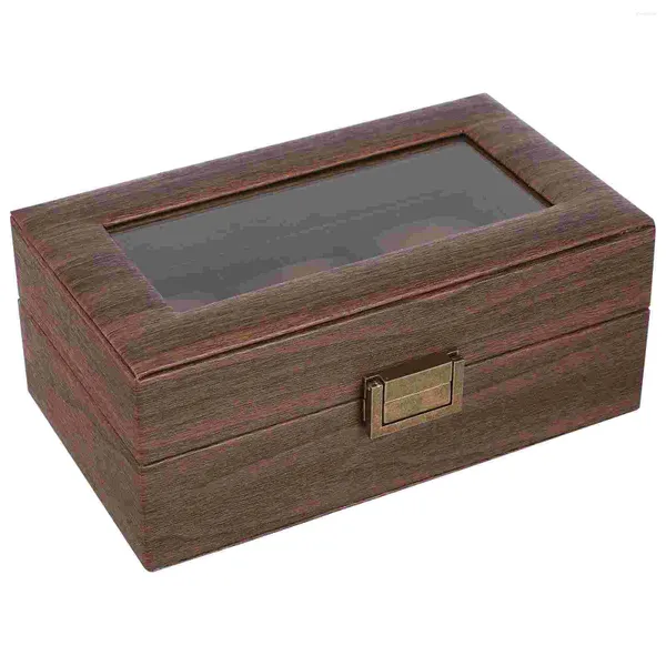 Caixas de relógio caixa de armazenamento recipiente caso gaveta de madeira organizador jóias homem pulseiras masculinas