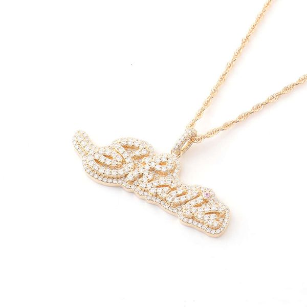 Collier avec nom personnalisé pour femmes, pendentif avec lettre, bijoux en or 10K 14K, vente en gros, ensembles de bijoux fins en diamant VVS Moissanite