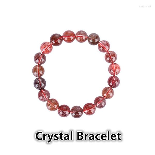 Bracciale con filo di cristallo naturale, quarzo rutilo di rame rosso, singolo