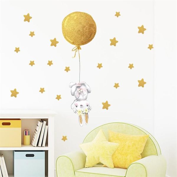 Wandaufkleber, goldene Luftballon-Blume für Kinderzimmer, Babyzimmer, dekorative Aufkleber, Wohnzimmer, Schlafzimmer221 Jahre