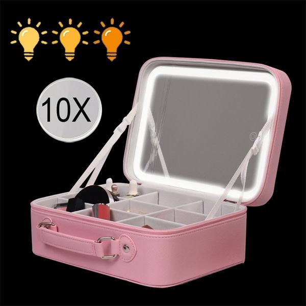 Sacca per specchio a led a specchio compatto sport boke di campeggio grande estetico di viaggio per campeggio in pelle per trucco in pelle Vanity 231128