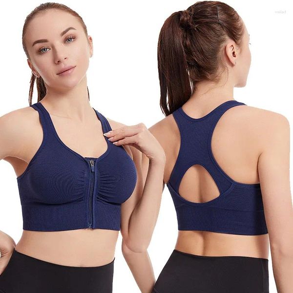 Mulheres Shapers Mulheres Front Zipper Sports Bra Yoga Underwear Running Fitness Seamless Brassiere À Prova de Choque Respirável Sem Underwire