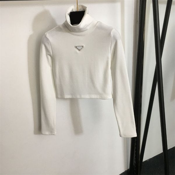 Pelliccia invernale da donna all'interno del maglione top a collo alto bianco aderente aderente caldo magliette a maniche lunghe da donna