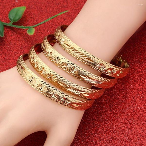 Bangle 4pcs Dubai Gold Bangles for Women Men Men Color Bracelets Африканские европейские ювелирные изделия Эфиопия