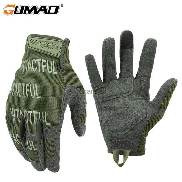 Guanti da ciclismo Guanti tattici softair Guanti da ciclismo verdi con dita intere Escursionismo Guida Esercito Leggero Morbido Resistente Guanti lunghi Touch Screen Uomo NUOVO YQ231129