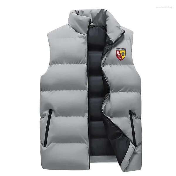 Coletes masculinos Euro Club Rc Lens Jaqueta Sem Mangas Zipper Down Colete Outono Inverno Quente Stand-up Collar Oversize Puffer Homens