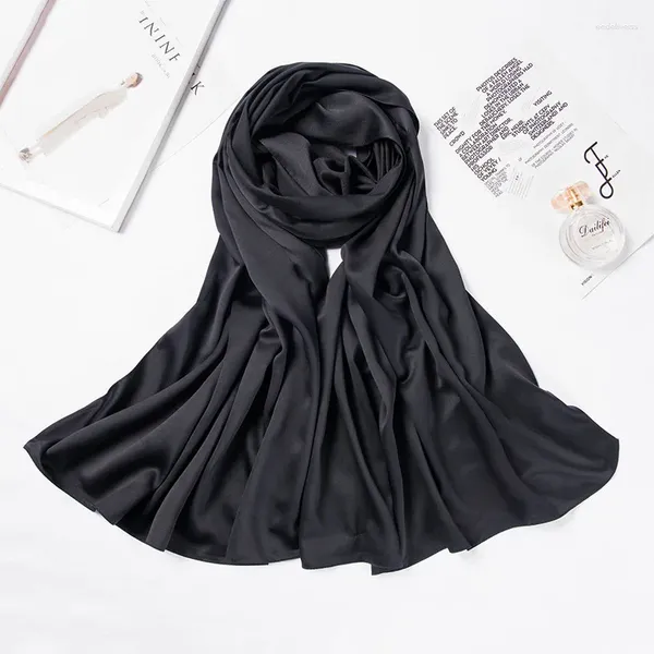 Шарфы Женский муслиновый хиджаб, однотонный длинный платок для повседневного ношения