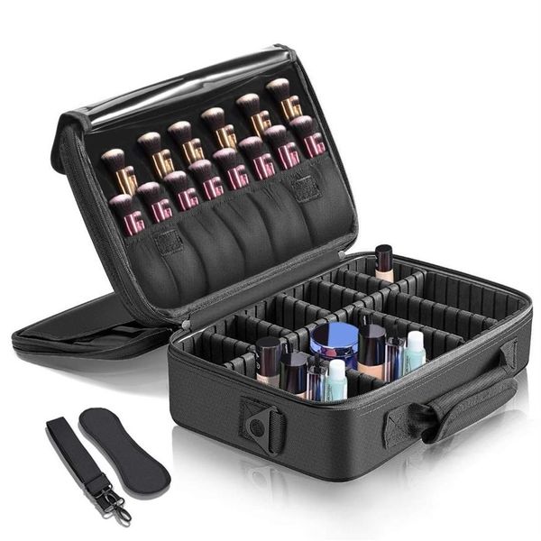 Custodia per trucco Borsa da viaggio impermeabile a 3 strati Borsa per trucco da viaggio Kit organizzatore cosmetico Custodia per artista Portaspazzole con regolabile2486