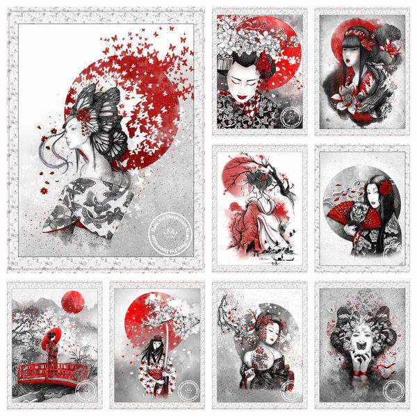 Stich 5d japanische Tinte Zen abstrakte Kunstmalerei Diamant Stickerei Bushido Samurai Geisha Frau Bild Kreuzstich Mosaik Wohnkultur