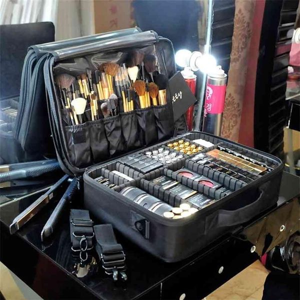 HMUNII Damen-Kosmetiktasche, Reise-Make-up-Organizer, professionelle Make-up-Box, Kosmetiktasche, Beauty-Case für Make-up-Künstler 21082071