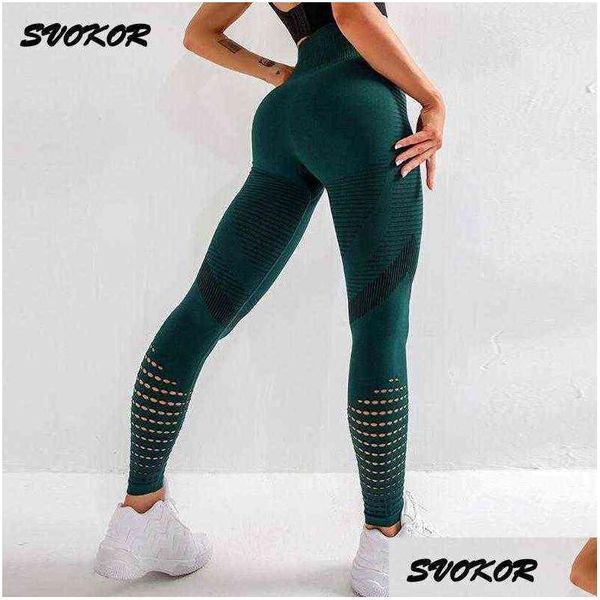 Yoga kıyafeti svokor köpekbalığı dikişsiz tozluklar kadınlar esnek sıkı push up spor pantolonları karın kontrolü spor fitness spor salonu h1221 damla dhfn8