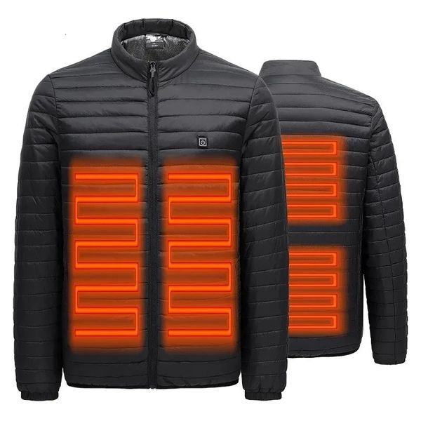 Erkek Ceketler Erkek Heate Ceket Kış Sıcak USB Elektrikli Isıtma Yeleği Akıllı Termostat Kapşonlu Isıtmalı Giysiler Su geçirmez Sıcak Yastıklı Ceket Ceket 231128
