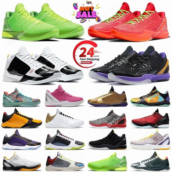 Tênis de basquete comemorativo Zoom 6 Reverse Grinch Mamba Outdoor Shoes homens Mambacita Bruce Lee Big stage caos 5 anel convexo de metal para homens jogando r r6dg #