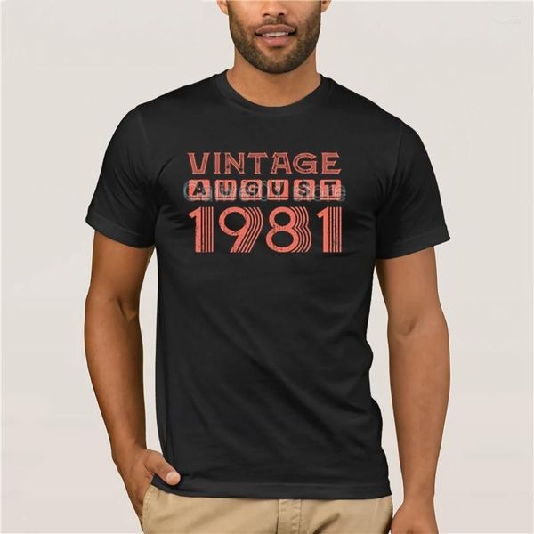 Herren T-Shirts Lässiges O-Ausschnitt Loses Sommerhemd für Männer Lustiger Jahrgang im August 1981 Retro 37. Geburtstagsgeschenk Mode T-Shirt