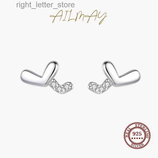 Stud Ailmay Real 925 Sterling Silver Doce Bonito Mini Corações Pure Stud Brinco para Mulheres Moda Ear Pin Fine Jewelry YQ231128