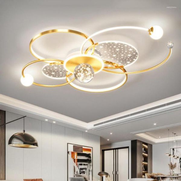 Plafoniere Lampadario moderno per soggiorno a stella di lusso Luce decorativa per interni intelligente con telecomando Elegante lampada da ingresso minimalista