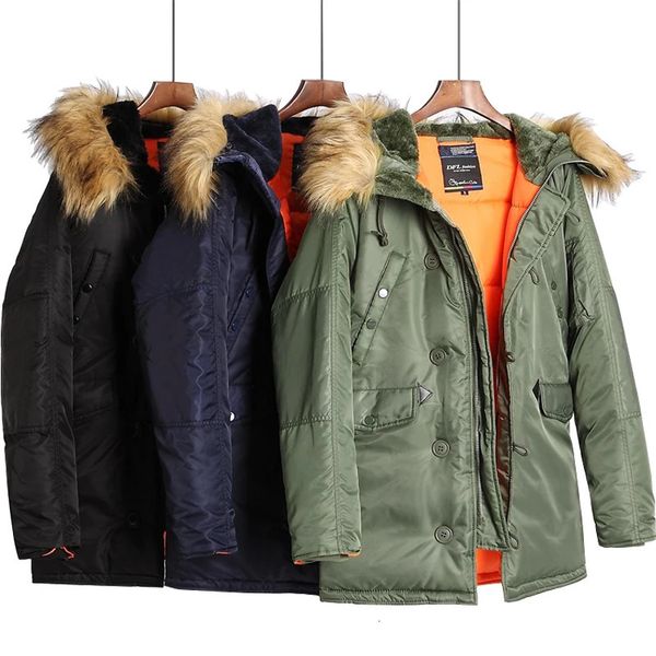 Giubbotti da uomo Militare Taglie forti Cappuccio di pelliccia Lungo impermeabile antivento Alaska Parka invernale Cappotto da uomo spesso 231129