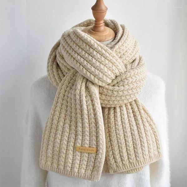 Зимние женские шарфы, теплый шарф унисекс, толстый вязаный длинный размер, мужской повседневный теплый шарф ручной работы для девочек