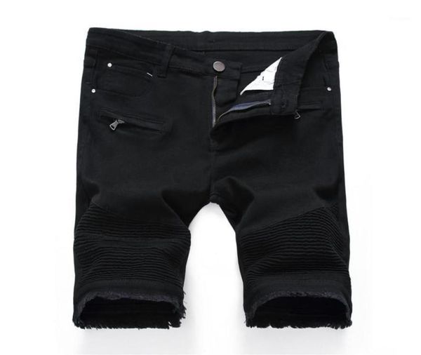 Men039s Jeans Denim Shorts Men Summer Stretch Slim Fit Short Mens Designer Cotton Casual Distressed Black Jean Knee Length8746795