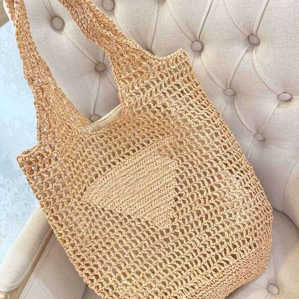 10A Tote bag Borse Designer 2024 Borsa da donna ricamata Hollow Rafia Cappello di paglia di marca di lusso Summer Beach Borsa tessuta Albicocca Giallo Nero