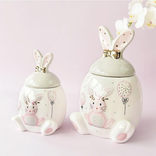 Bottiglie di stoccaggio ceramica ceramica barattoli di conigli di grande capacità organizzatori di caramelle per alimenti possono essere graziosi utensili da cucina