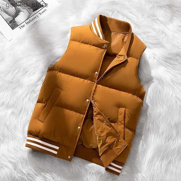 Gilet da uomo Gilet invernale da uomo in piumino di cotone Versione coreana della tendenza dell'ispessimento sottile Giacca da uomo in canottiera per adolescenti Q231129