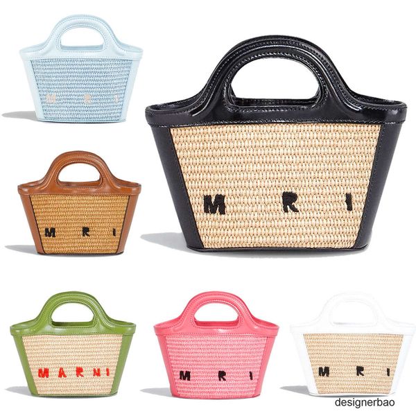 Дизайнерские летние путешествия Marn Weave Tropical Micro Bag Соломенные рафии Пляжные сумки Женщины и мужчины через плечо Роскошная сумка через плечо слинг сумка-тоут клатч