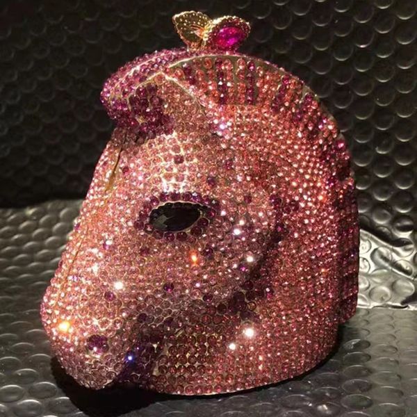 Sacos de noite Mulheres Cabeça de Cavalo Pedras Embreagem Bolsa Bolsas de Noite e Bolsas Festa de Casamento Jantar Embreagens Strass Minaudiere Bags 231129