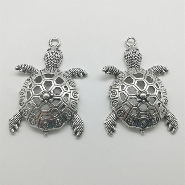 10 pezzi grandi tartarughe marine pendenti con ciondoli animali gioielli retrò accessori fai da te ciondolo in argento antico per orecchini braccialetto portachiavi 5264k