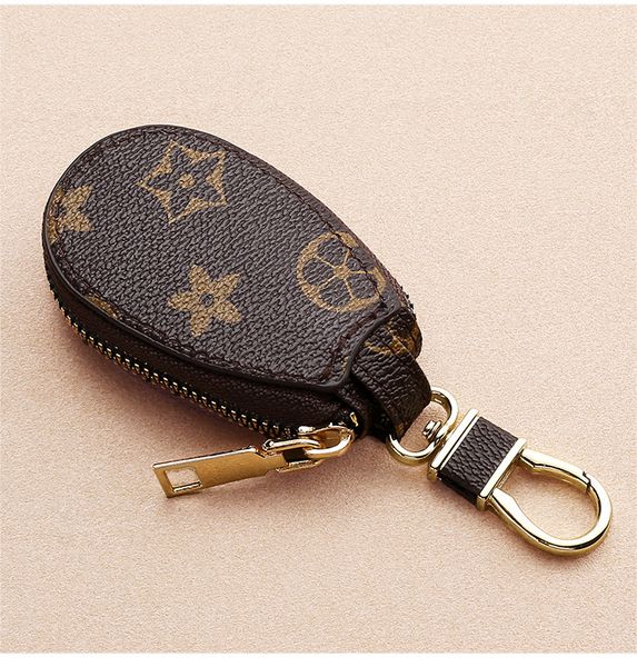 Autoschlüssel Tasche Schlüsselanhänger Ringe Braune Blume Plaid PU Leder Gold Metall Schlüsselanhänger Halter Anhänger Charms Modedesign Beutel Schmuck Geschenke Y23048